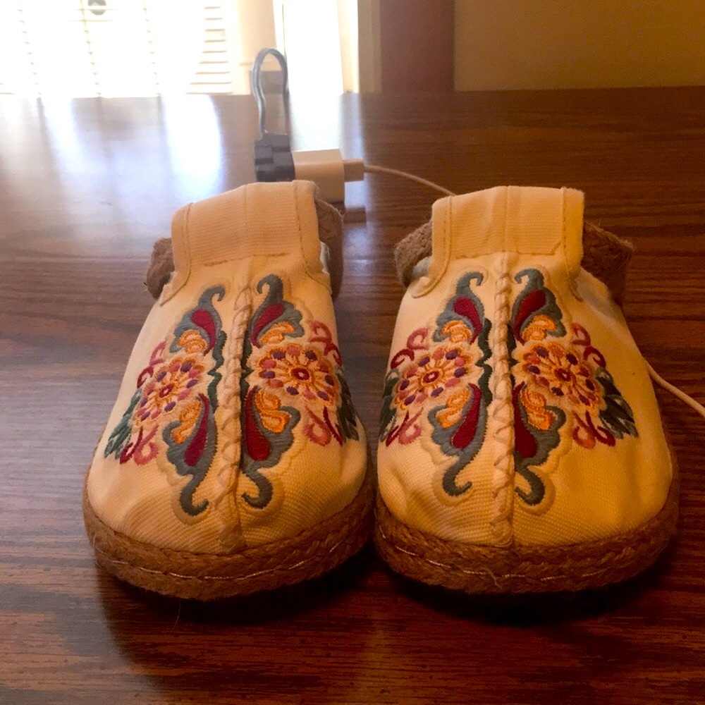 Boho - Handmade Canvas Mules w hand stitched detailing